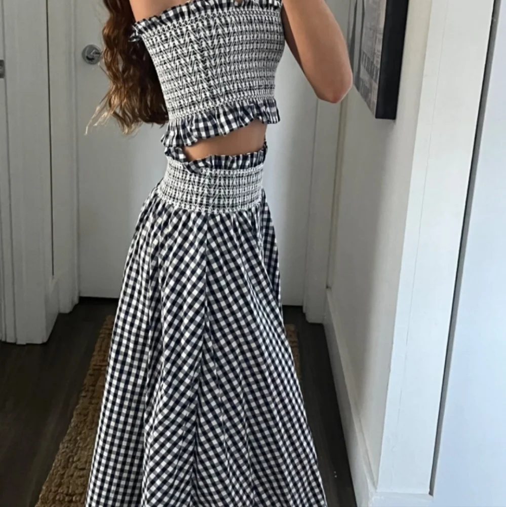 Zara Blue and White A-Line Midi Skirt Set - Picture 7 of 8